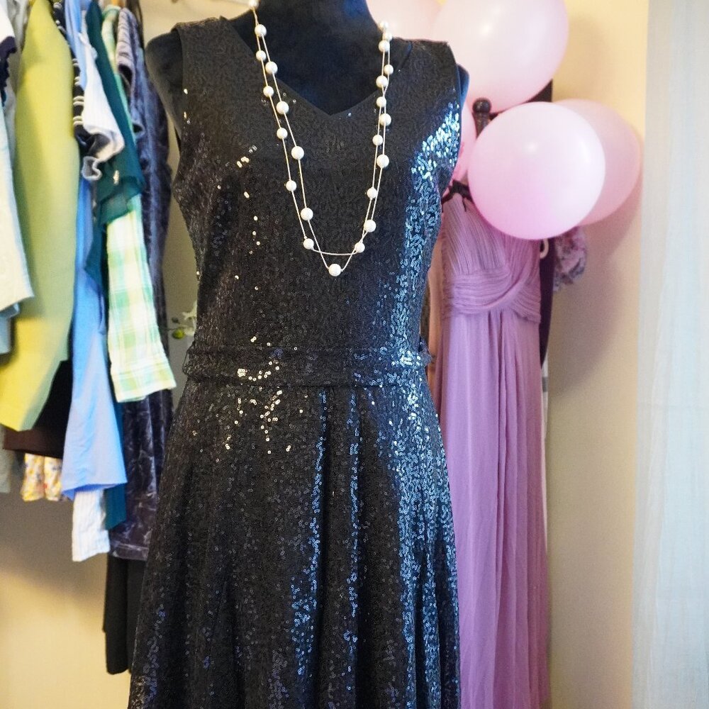 Donna Karan Women's Black and Silver Dress